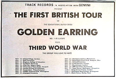 Ad for first British Golden Earring Tour 1973